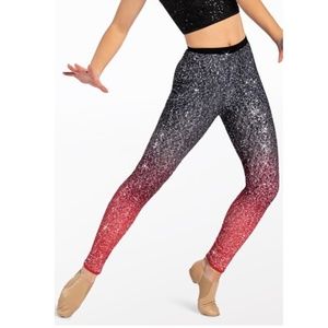 Balera Dance Girls Black & Red Ombre Sequin Crop Top & Pants Set
